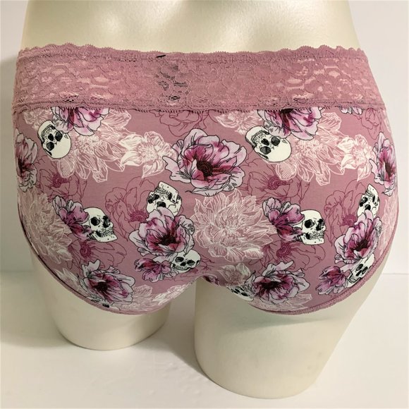 Torrid Hipster Panties Floral Wide Lace Skulls 3 - Picture 3 of 4